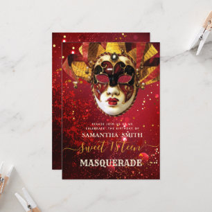 Je bent uitgenodigd voor mijn zoete 16e Maskerade- Kaart