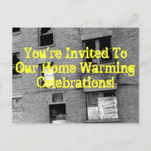 Je bent uitgenodigd voor onze warmerende feestjes. uitnodiging briefkaart
