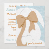 Je bent uitgenodigd voor White Bunny met Brown Bow Kaart (Voorkant / Achterkant)
