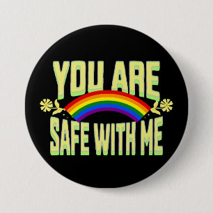 JE BENT VEILIG BIJ ME LGBTQ Rainbow Pride Ronde Button 7,6 Cm