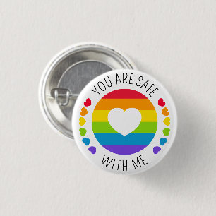 "Je bent veilig bij mij" LGBT-ondersteuning Ronde Button 3,2 Cm