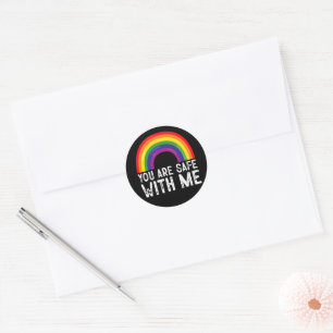 Je bent veilig bij mij LGBTQ Pride Maand Rainbow Ronde Sticker