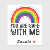 Je bent veilig bij mij LGBTQ Pride Maand Rainbow Sticker (Vel)