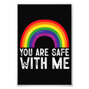 Je Bent Veilig Bij Mij LGBTQ Pride Maand Regenboog Foto Afdruk