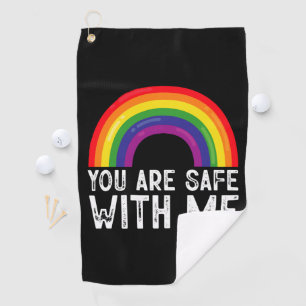 Je Bent Veilig Bij Mij LGBTQ Pride Maand Regenboog Golfhanddoek