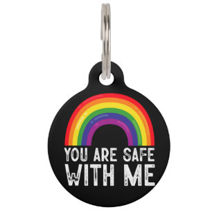 Je Bent Veilig Bij Mij LGBTQ Pride Maand Regenboog Huisdierpenning