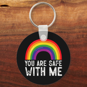 Je Bent Veilig Bij Mij LGBTQ Pride Maand Regenboog Sleutelhanger