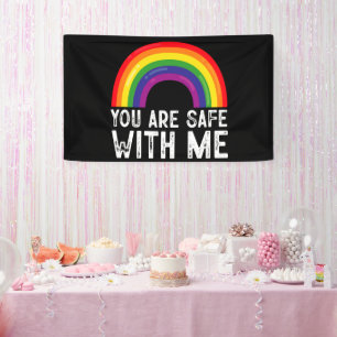 Je Bent Veilig Bij Mij LGBTQ Pride Maand Regenboog Spandoek