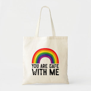 Je Bent Veilig Bij Mij LGBTQ Pride Maand Regenboog Tote Bag