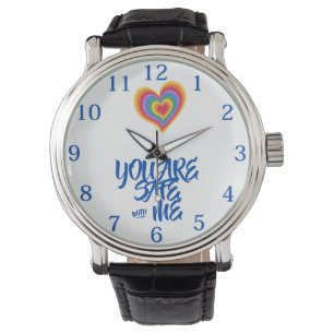 Je bent veilig bij mij LGBTQ Rainbow Pride Heart Horloge