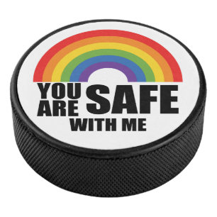 Je Bent Veilig Bij Mij LGBTQ Regenboog Pride Hockey Puck