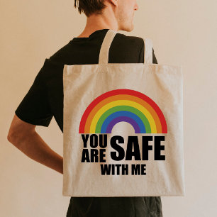 Je Bent Veilig Bij Mij LGBTQ Regenboog Trots  Tote Bag