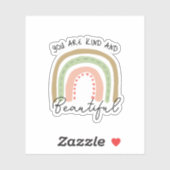 Je bent vriendelijk & mooi Boho Rainbow Quote Sticker (Vel)