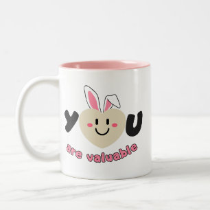 Je bent waardevol - Motiverende Kunst - Hartje Tweekleurige Koffiemok