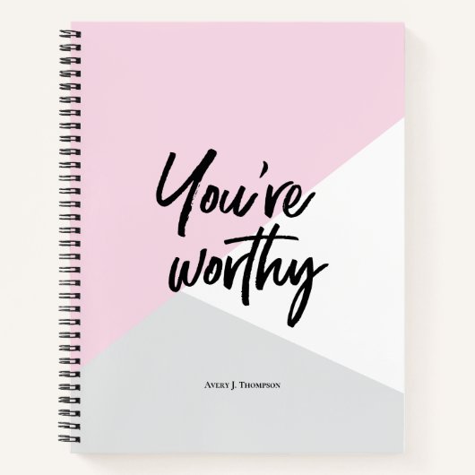 Je bent waardig Pink Chic gepersonaliseerde Motiva Notitieboek (Voorkant)