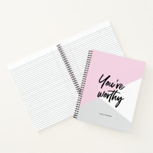 Je bent waardig Pink Chic gepersonaliseerde Motiva Notitieboek