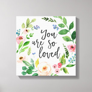 Je bent zo geliefd als Floral Waterverf Canvas kun Afdruk