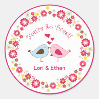 Je bent zo Tweet Tortelduifjes Hart Stickers