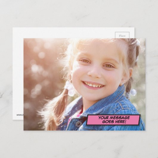 Je bericht Foto Pret Retro Strip Pop Art Briefkaart (Voorkant / Achterkant)