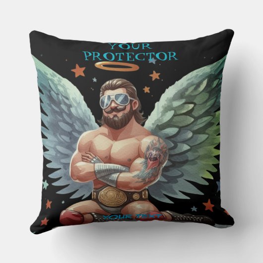 Je beschermer beschermengel Show worstelaar Kussen (Achterkant)