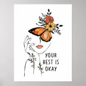 Je beste is oké vlinderbloemal poster (Voorkant)