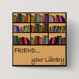 Je bibliotheek vriend vierkante button 5,1 cm