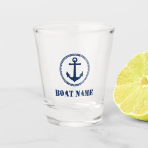 Je Boat Name Navy Blue Zee Anchor Shot Glas