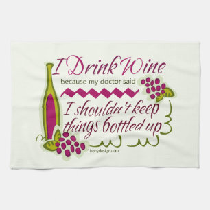 Je Bois Du Vin Drôle Citation Design Serviette À M