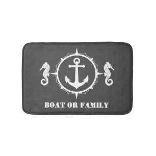 Je boot of familienaam Seahorse Anchor Grey Badmat