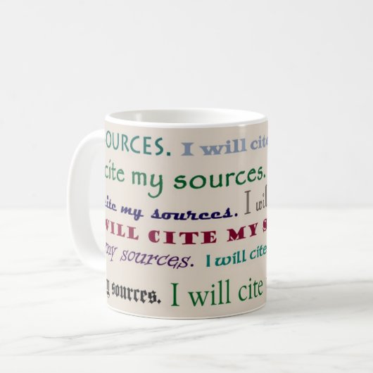 "Je citerai mes sources." Tasse (Devant gauche)