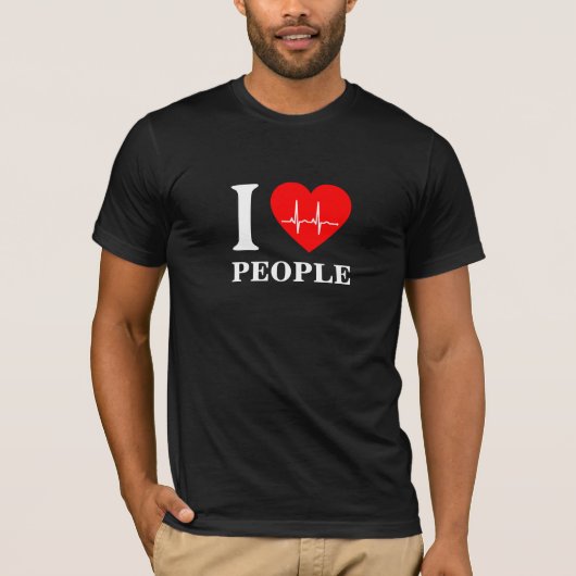 Je coeur ekg J'aime les gens T-shirt (Devant)