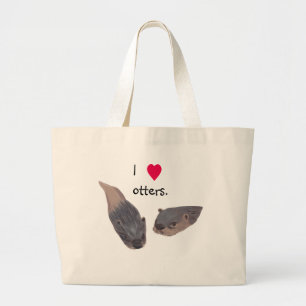 Je coeur loutres sacs fourre-tout en toile
