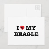 Je Coeur Ma Carte Postale Beagle (Devant / Derrière)