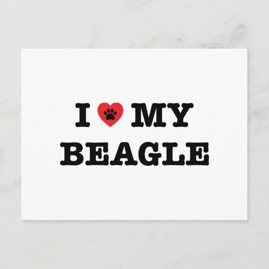 Je Coeur Ma Carte Postale Beagle (Devant)
