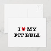 Je Coeur Ma Carte Postale Pitbull (Devant / Derrière)