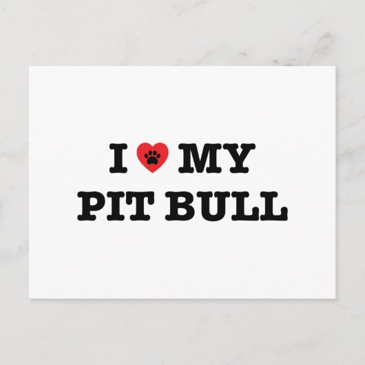 Je Coeur Ma Carte Postale Pitbull (Devant)
