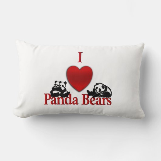 Je Coeur Panda Ours Jeter Oreiller (Recto)