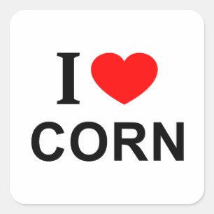 JE ❤️ CORN J'AIME CORN I COEUR CORN CARRÉ STICKER