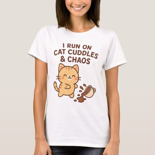 Je cours sur les boudins de chat et le T-shirt Cha (Devant)