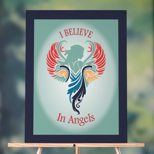 Je crois en Angels Hanging mur art signe acrylique (Neutre)