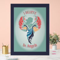 Je crois en Angels Hanging mur art signe acrylique