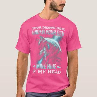 Je demon verbergt zich onder je bed voor een grapp t-shirt