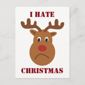 Je déteste Noël triste renne Carte postale