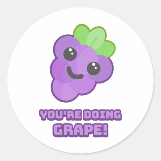 Je doet druif! Schattigee druif Cartoon Ronde Sticker (Voorkant)