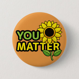 Je doet ertoe met zonnebloem ronde button 5,7 cm