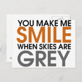 Je doet me glimlachen als de lucht grijs is briefkaart (Voorkant / Achterkant)