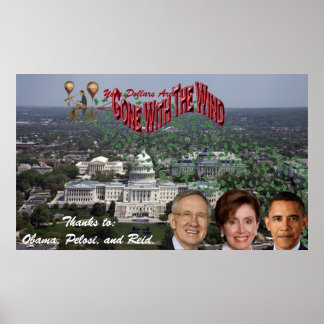 Je dollars gingen met de WIND-Bedankt naar Obama.. Poster