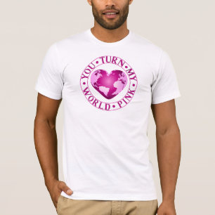 JE DRAAIT MIJN WERELD ROZE Romantische Aarde Hart T-shirt
