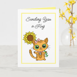 Je een Hug sturen   Cute Kitten en Sunflower Kaart