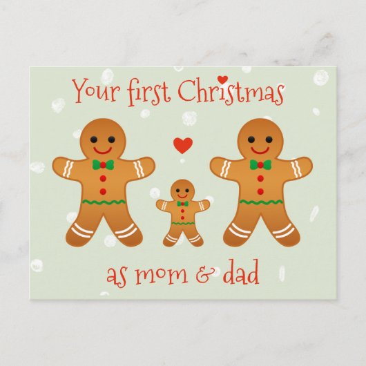 Je eerste kerstfeest als mam en pap. Gingerbrood m Briefkaart (Voorkant)